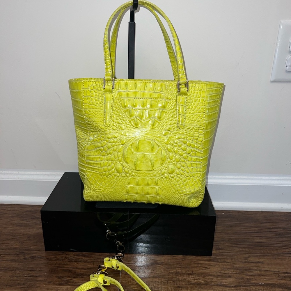 Brahmin Small Caroline Handbag/Crossbody in Neon Yellow - Picture 5 of 13
